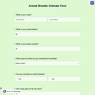 Animal Breeder Estimate Form