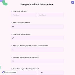 Design Consultant Estimate Form