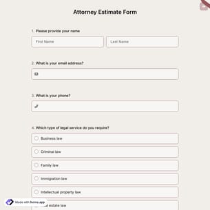 Attorney Estimate Form