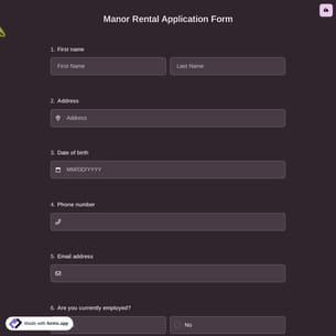 Manor Rental Application Form