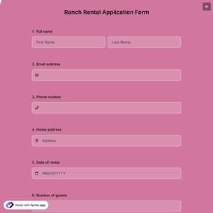 Ranch Rental Application Form