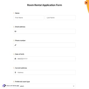 Room Rental Application Form