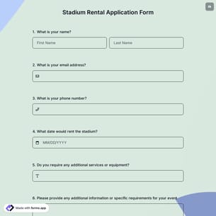 Stadium Rental Application Form