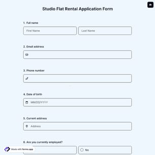 Studio Flat Rental Application Form