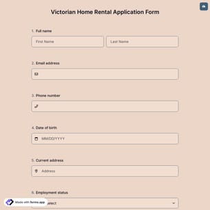 Victorian Home Rental Application Form