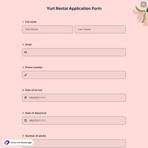 Yurt Rental Application Form
