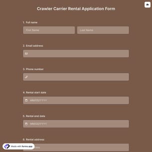 Crawler Carrier Rental Application Form