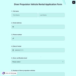 Diver Propulsion Vehicle Rental Application Form
