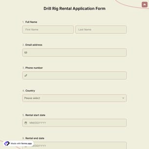 Drill Rig Rental Application Form