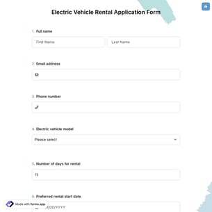 Electric Vehicle Rental Application Form