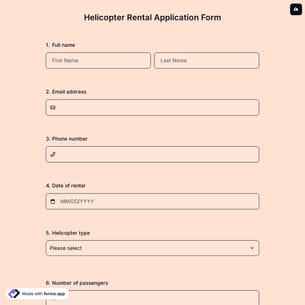 Helicopter Rental Application Form