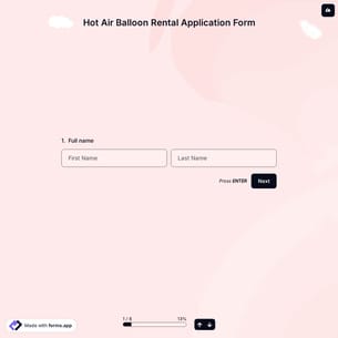Hot Air Balloon Rental Application Form