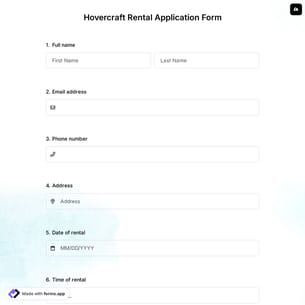 Hovercraft Rental Application Form