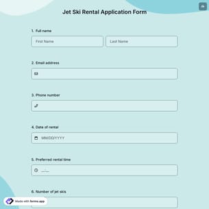 Jet Ski Rental Application Form