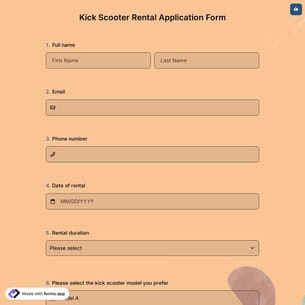Kick Scooter Rental Application Form
