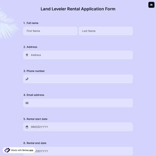 Land Leveler Rental Application Form