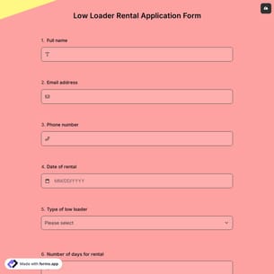Low Loader Rental Application Form