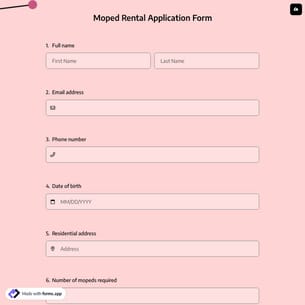 Moped Rental Application Form