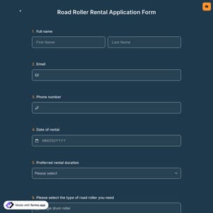 Road Roller Rental Application Form
