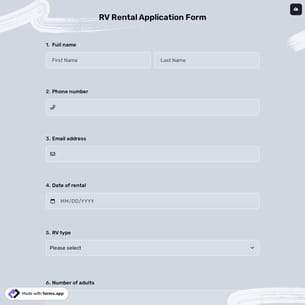RV Rental Application Form