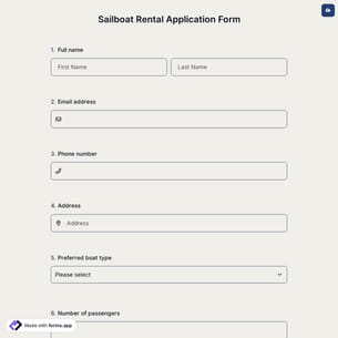 Sailboat Rental Application Form