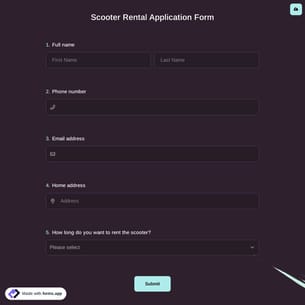 Scooter Rental Application Form
