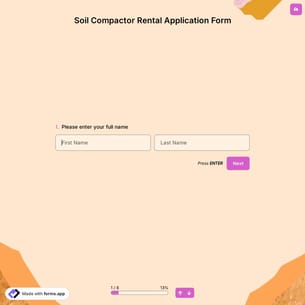 Soil Compactor Rental Application Form