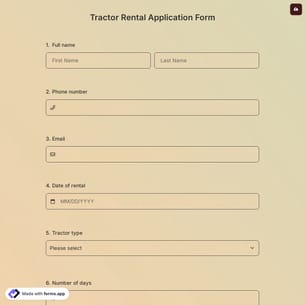 Tractor Rental Application Form