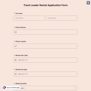 Track Loader Rental Application Form
