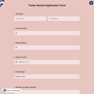Trailer Rental Application Form
