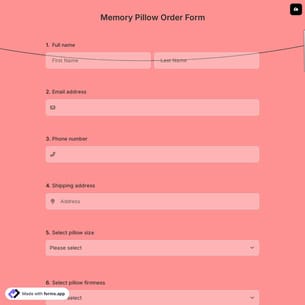 Memory Pillow Order Form