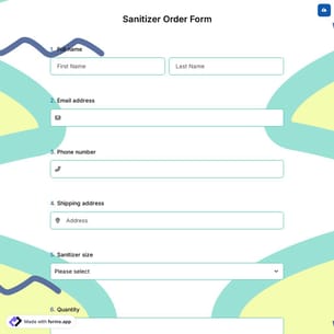 Sanitizer Order Form