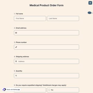 Medical Product Order Form