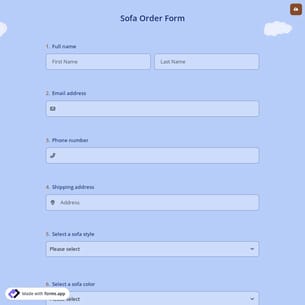 Sofa Order Form