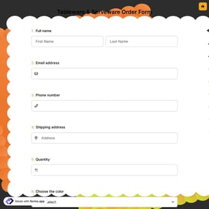 Tableware & Serveware Order Form