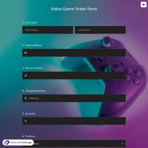 Video Game Order Form