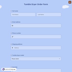 Tumble Dryer Order Form