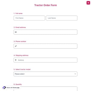 Tractor Order Form