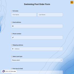 Swimming Pool Order Form