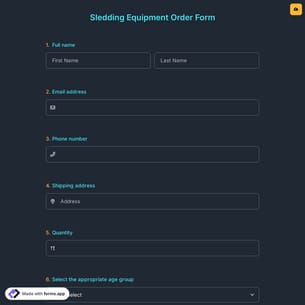 Sledding Equipment Order Form