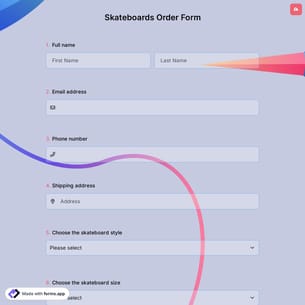 Skateboards Order Form