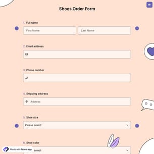 Shoes Order Form