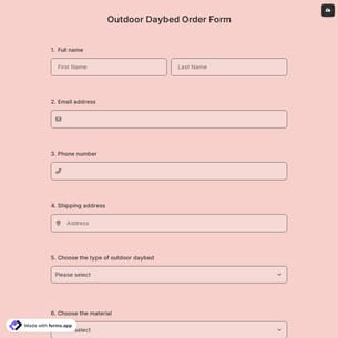 Outdoor Daybed Order Form