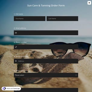 Sun Care & Tanning Order Form