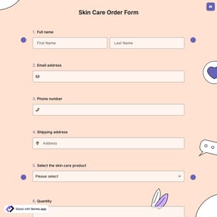 Skin Care Order Form
