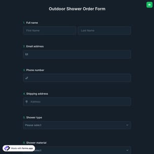 Outdoor Shower Order Form