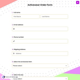 Activewear Order Form