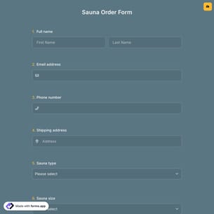 Sauna Order Form