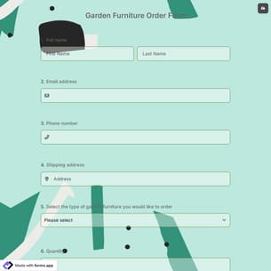 Garden Furniture Order Form