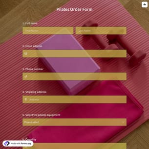Pilates Order Form